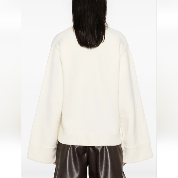 Axel Arigato Memory Relaxed Cardigan Ivory Lambs Wool Oversized Boxy Medium - Picture 4 of 16